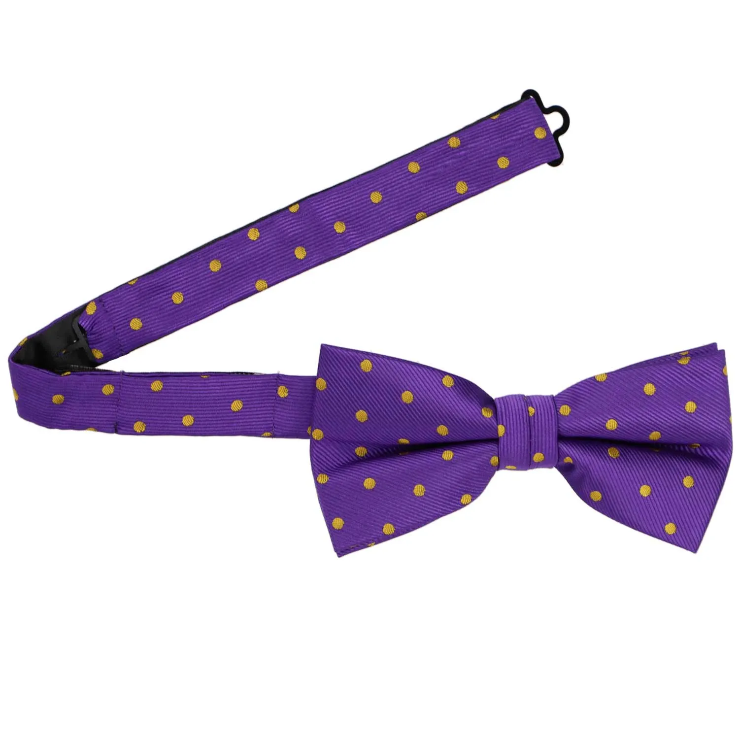 Dark Purple and Gold Polka Dot Bow Tie sold by TieMart product image thumbnail 3