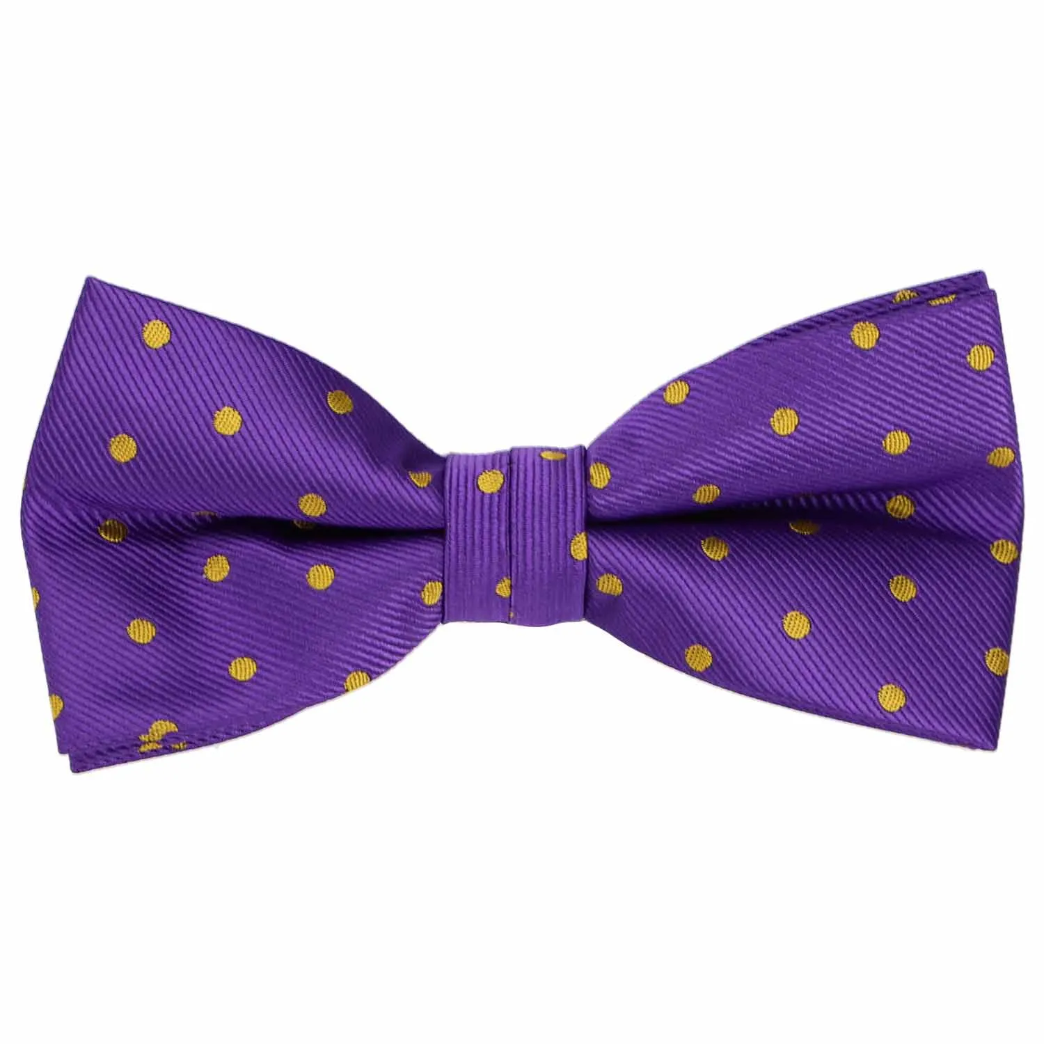 Dark Purple and Gold Polka Dot Bow Tie sold by TieMart