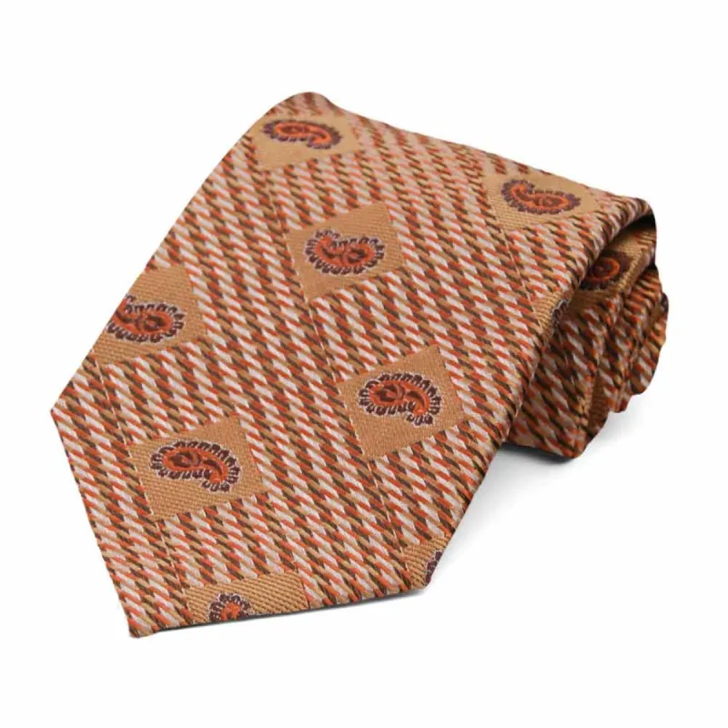 Light Orange Churchill Paisley Necktie sold by TieMart