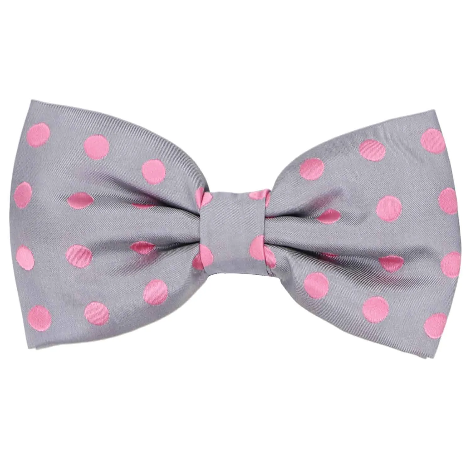 Gray and Pink Quincy Polka Dot Bow Tie sold by TieMart