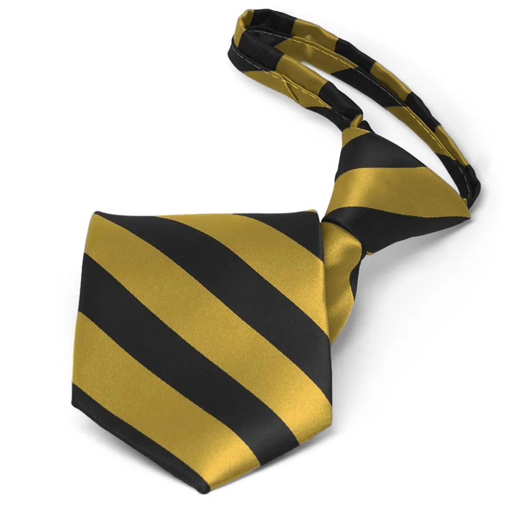 Black and Gold Striped Zipper Tie sold by TieMart