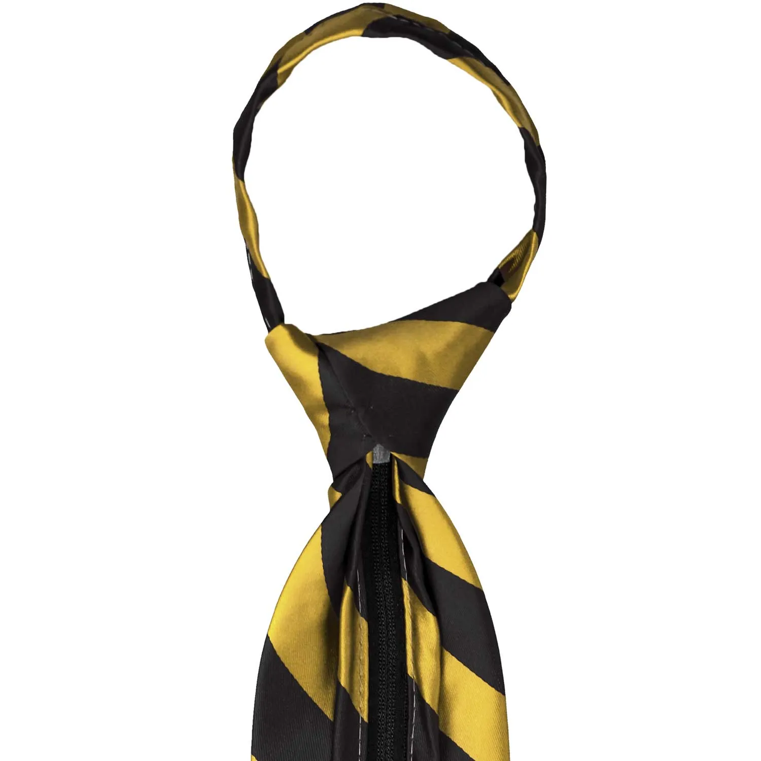 Black and Gold Striped Zipper Tie sold by TieMart product image thumbnail 4
