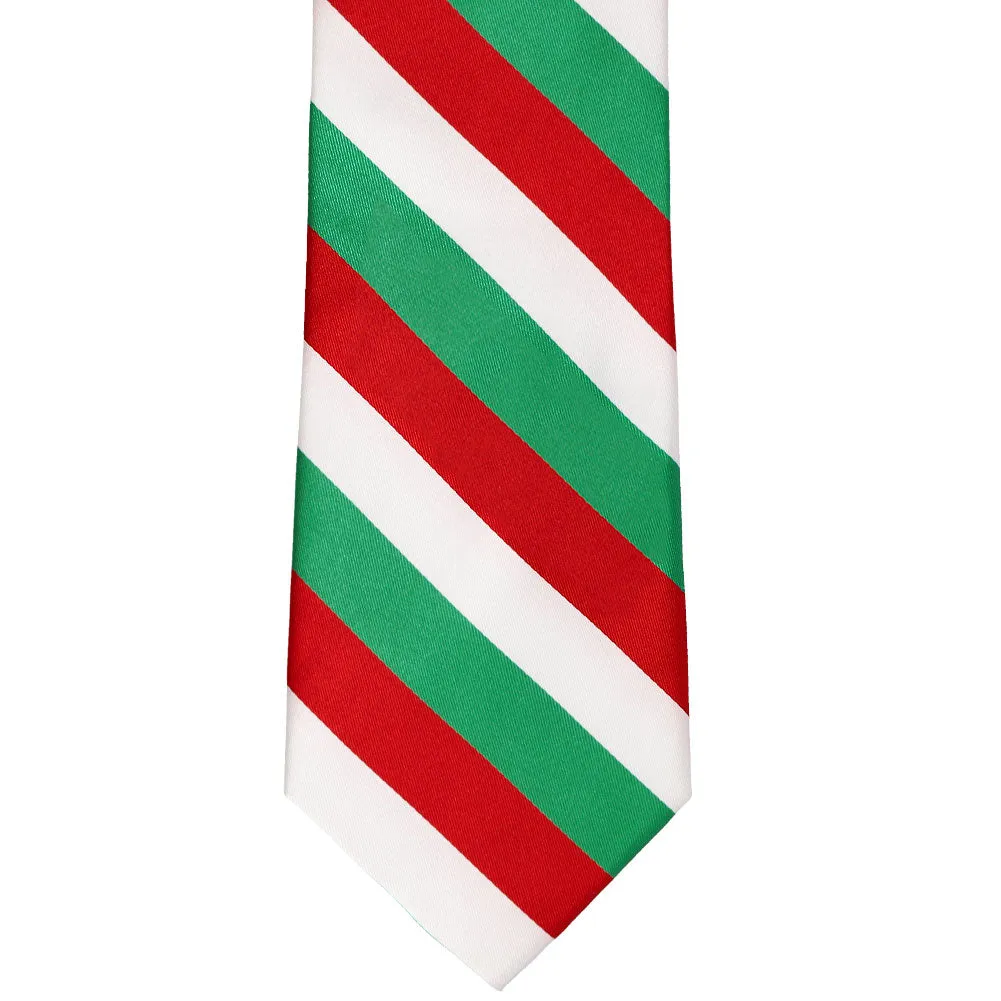 Kelly Green, Red and White Striped Tie sold by TieMart product image thumbnail 2