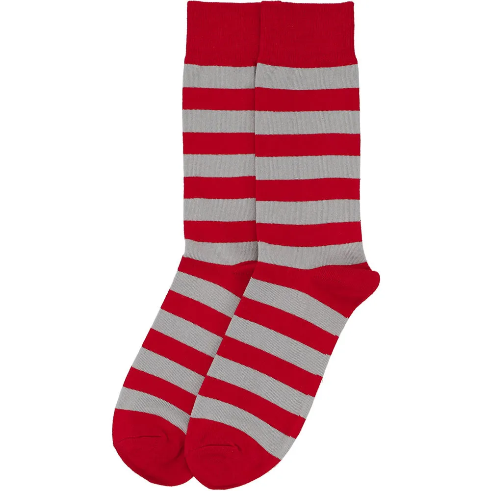 Men's Red and Silver Striped Socks sold by TieMart product image thumbnail 3
