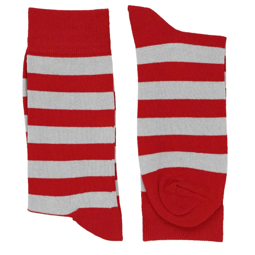 Men's Red and Silver Striped Socks sold by TieMart product image thumbnail 2