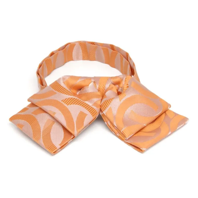 Bright Tangerine Kay Link Pattern Floppy Bow Tie sold by TieMart