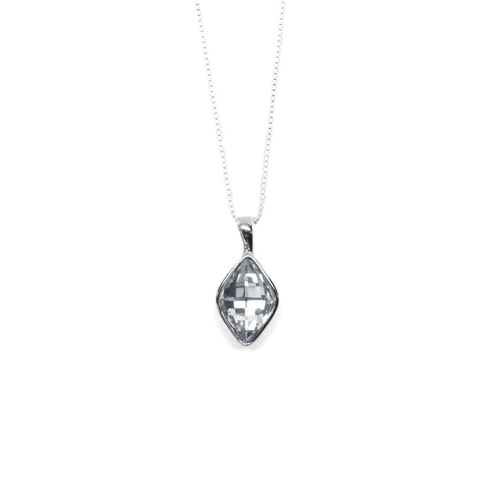 Silver Rhombus Shaped Crystal Necklace sold by TieMart