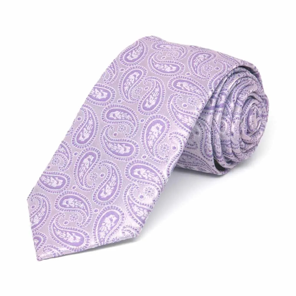 Thistle Purple Darlene Paisley Slim Necktie, 2.5" Width sold by TieMart