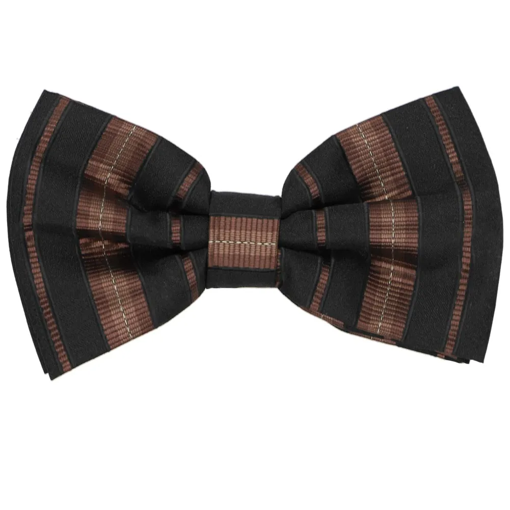 Brown and Black Gallatin Striped Bow Tie sold by TieMart
