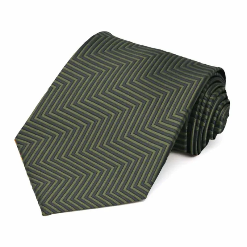 Dried Sage Kimberly Chevron Stripe Extra Long Necktie sold by TieMart