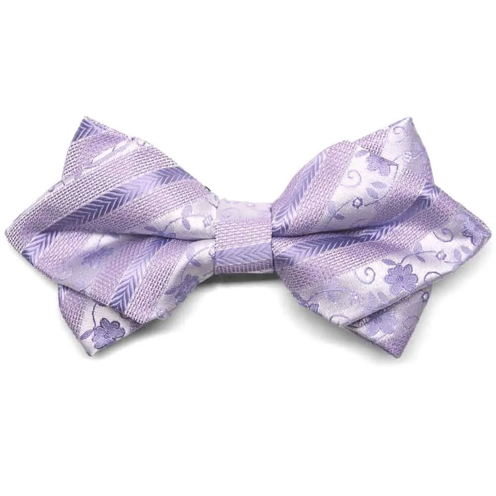 Freesia Anna Floral Stripe Diamond Tip Bow Tie sold by TieMart
