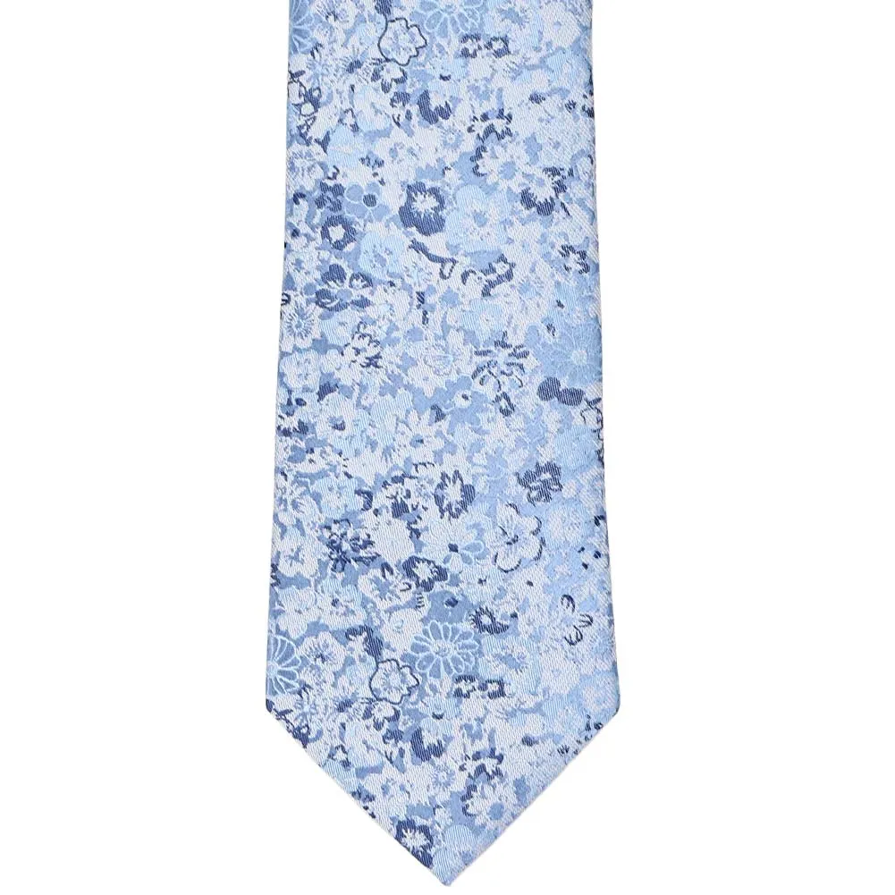 Steel Blue Member Floral Silk/Viscose Extra Long Necktie sold by TieMart product image thumbnail 2
