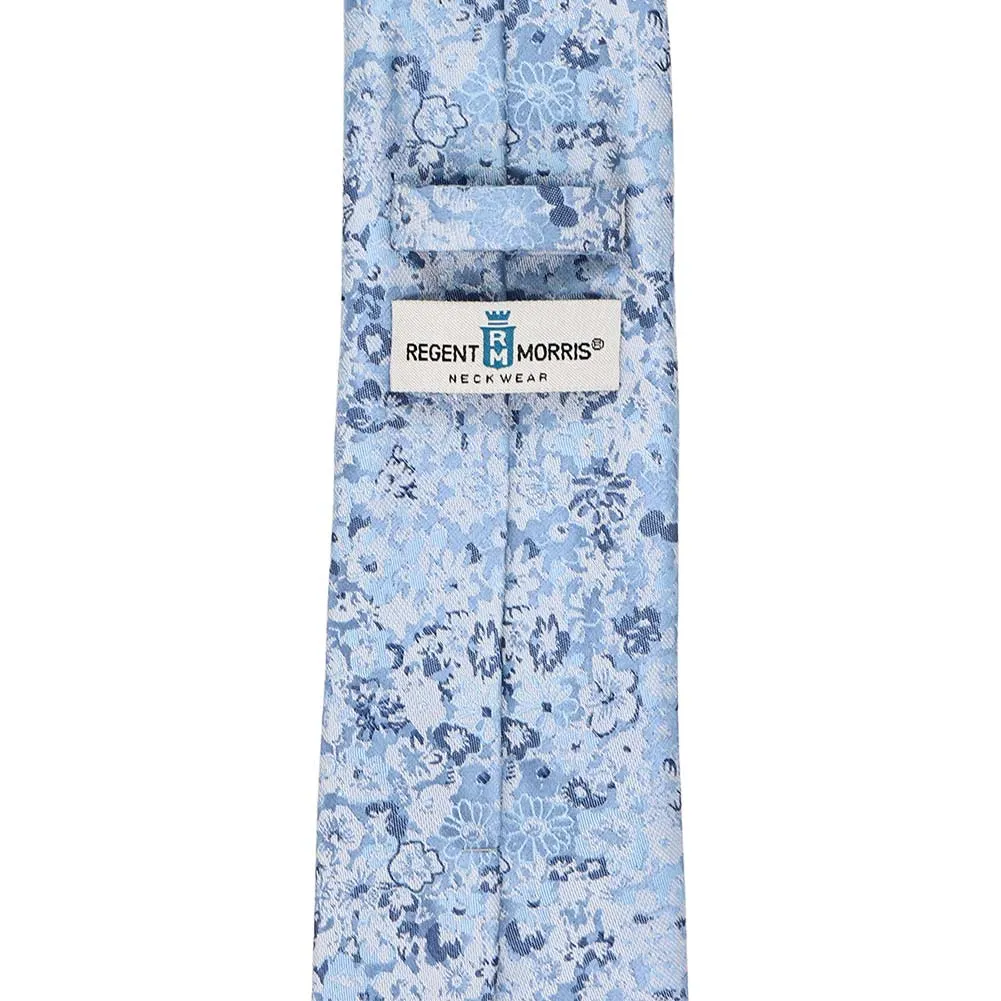 Steel Blue Member Floral Silk/Viscose Extra Long Necktie sold by TieMart product image thumbnail 3