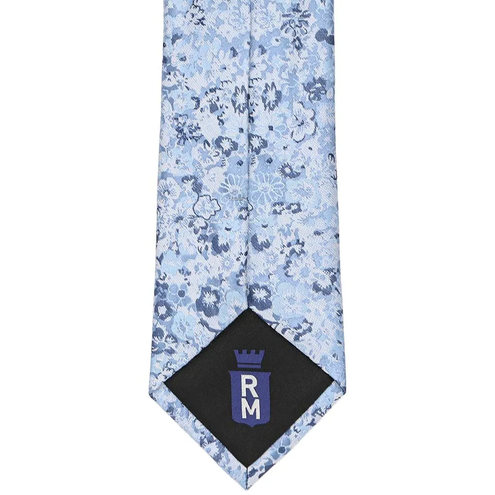 Steel Blue Member Floral Silk/Viscose Extra Long Necktie sold by TieMart product image thumbnail 4