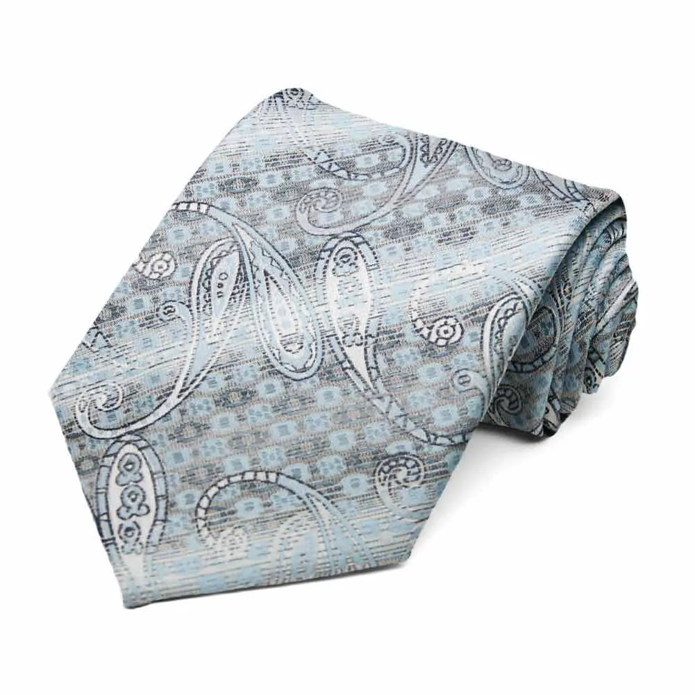 Pale Blue Bonnie Paisley Necktie sold by TieMart