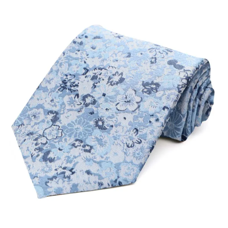 Steel Blue Member Floral Silk/Viscose Extra Long Necktie sold by TieMart