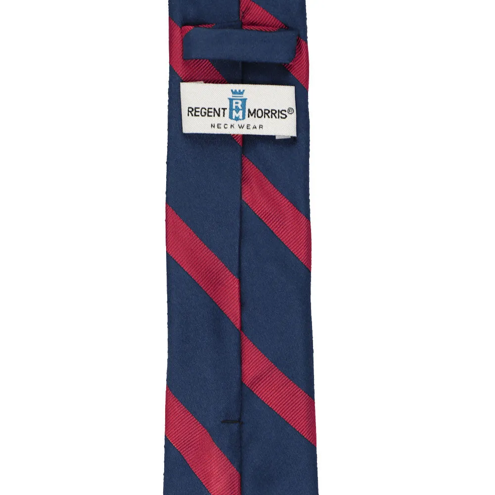 Navy Blue and Red Striped Cotton/Silk Slim Necktie, 2.5" Width sold by TieMart product image thumbnail 3
