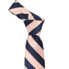 Petal and Navy Blue Extra Long Striped Tie sold by TieMart