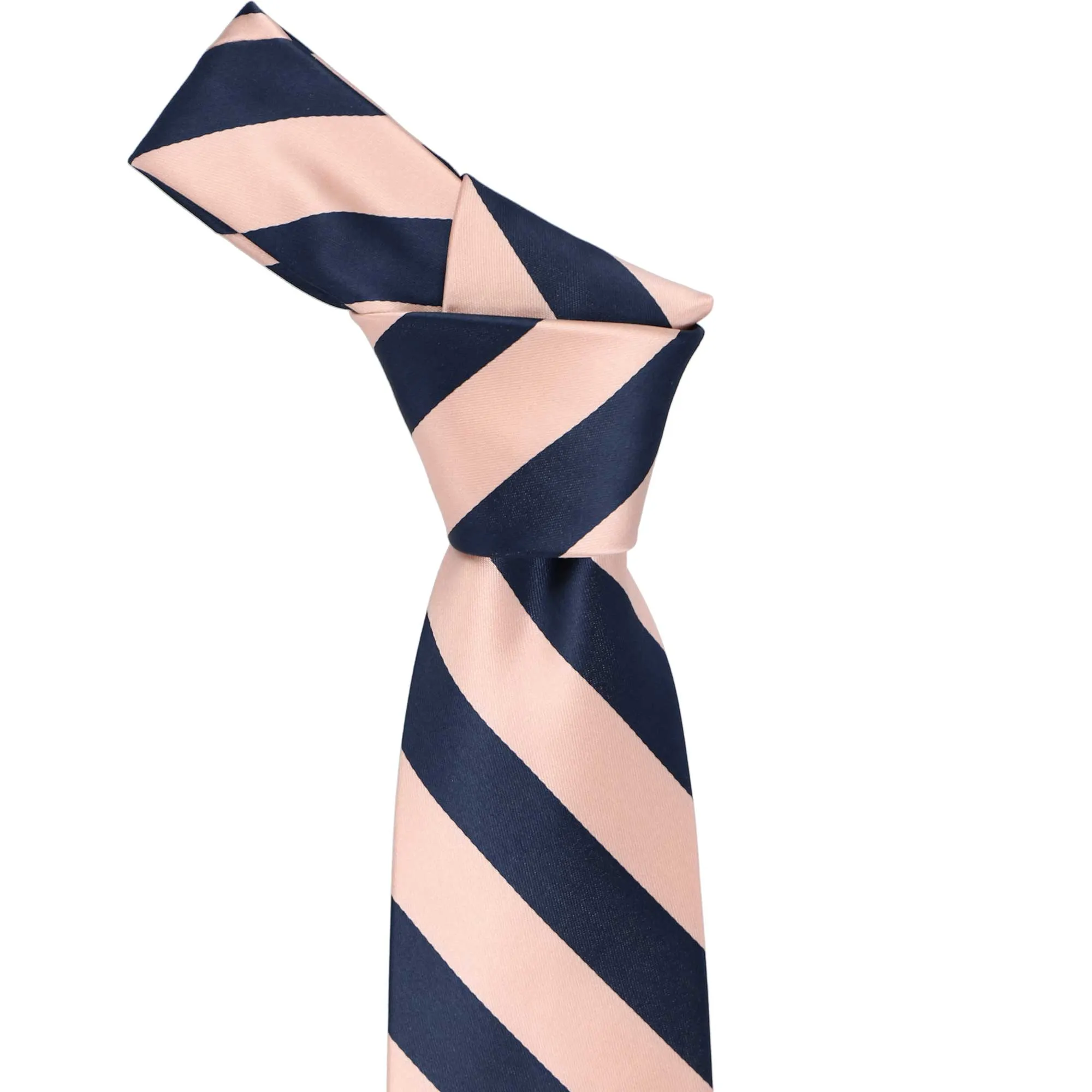 Petal and Navy Blue Extra Long Striped Tie sold by TieMart product image thumbnail 2