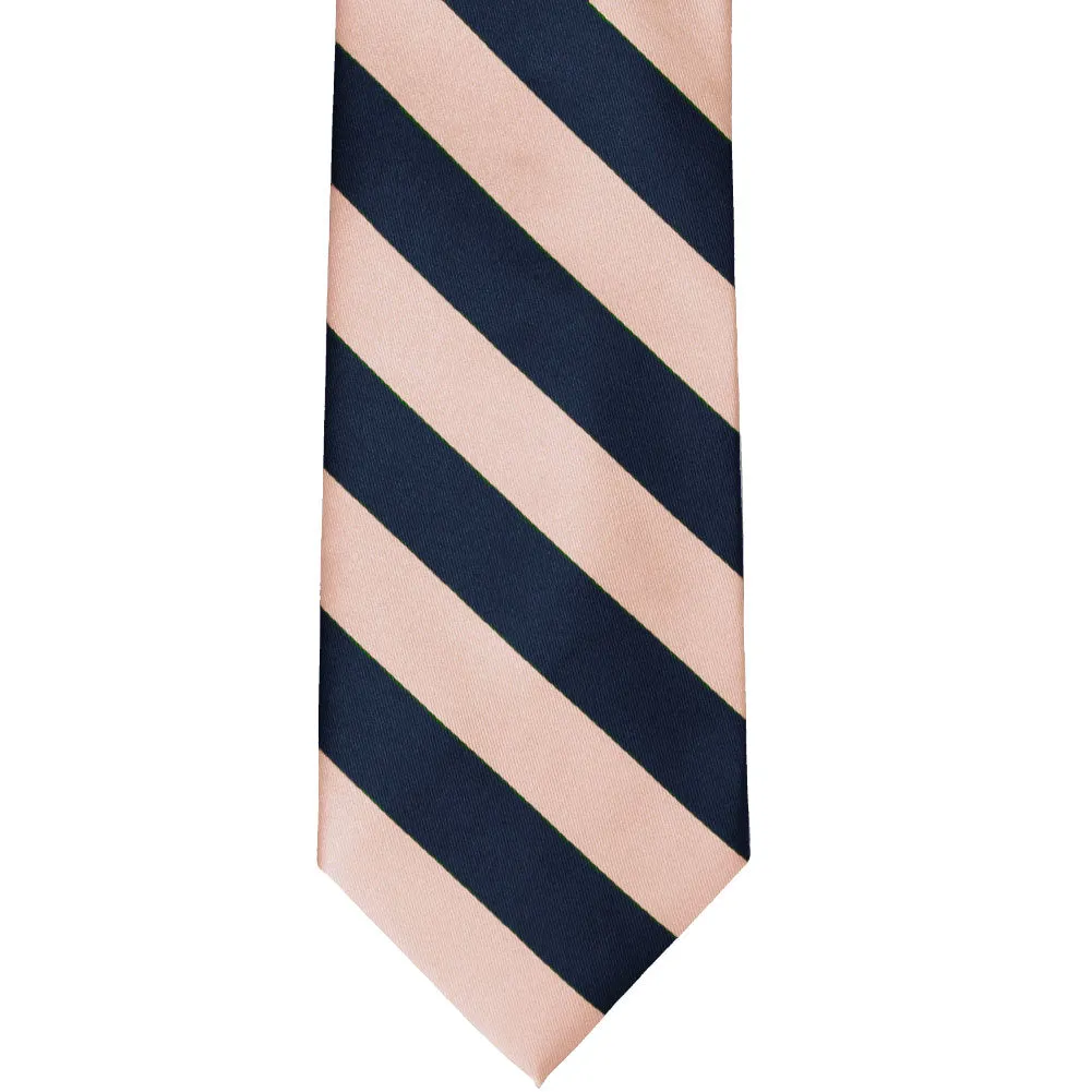 Petal and Navy Blue Extra Long Striped Tie sold by TieMart product image thumbnail 3