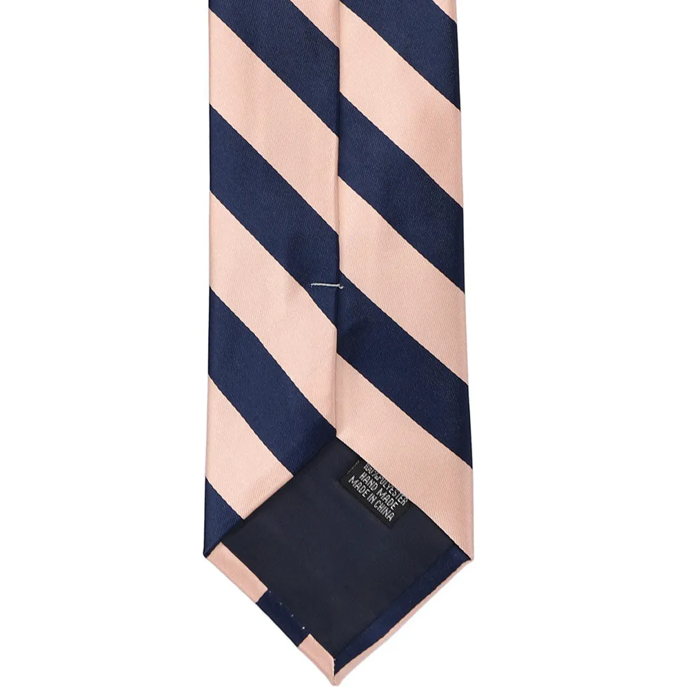 Petal and Navy Blue Extra Long Striped Tie sold by TieMart product image thumbnail 5