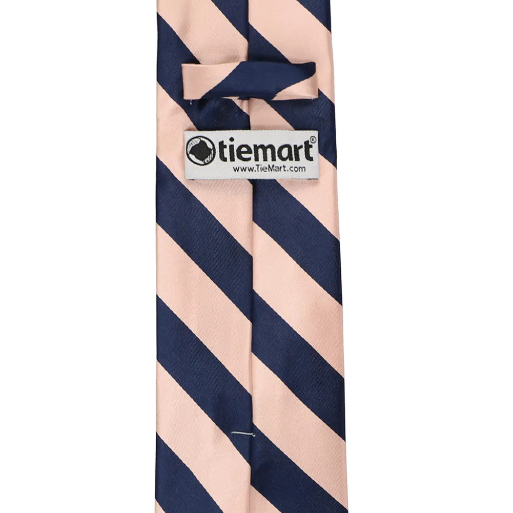 Petal and Navy Blue Extra Long Striped Tie sold by TieMart product image thumbnail 4