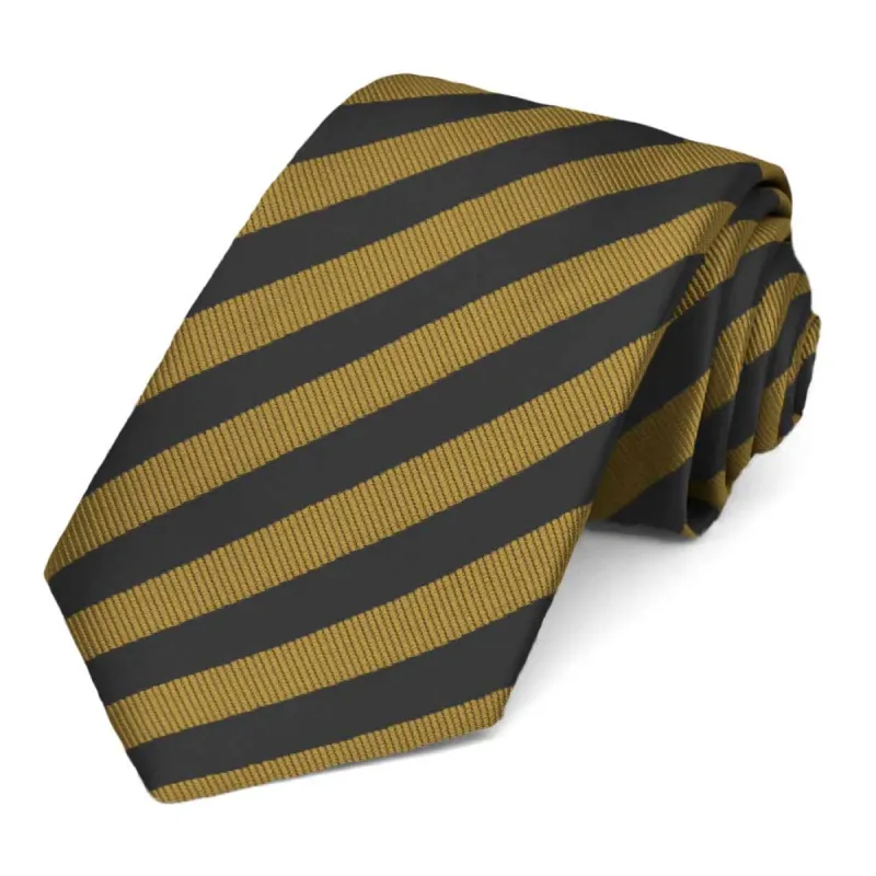 Black and Old Gold Formal Striped Tie sold by TieMart