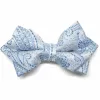 Pastel Blue Clara Paisley Diamond Tip Bow Tie sold by TieMart