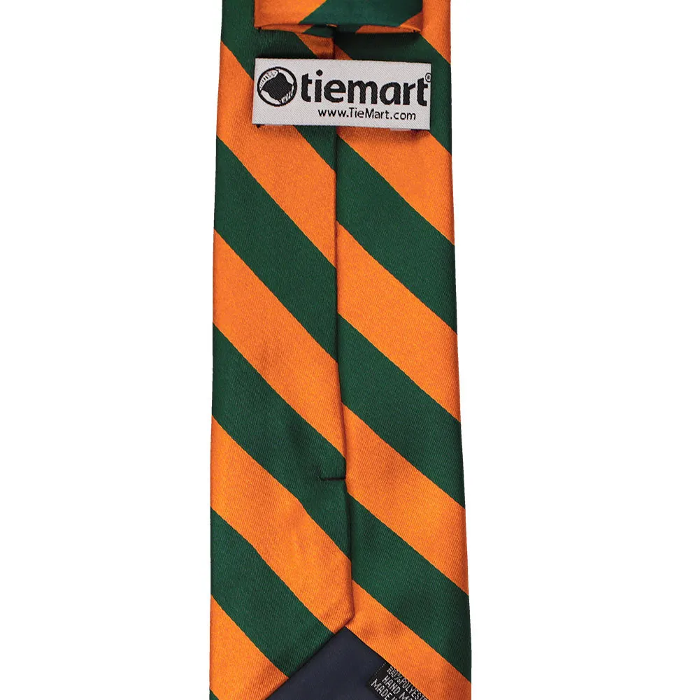 Hunter Green and Orange Striped Tie sold by TieMart product image thumbnail 4