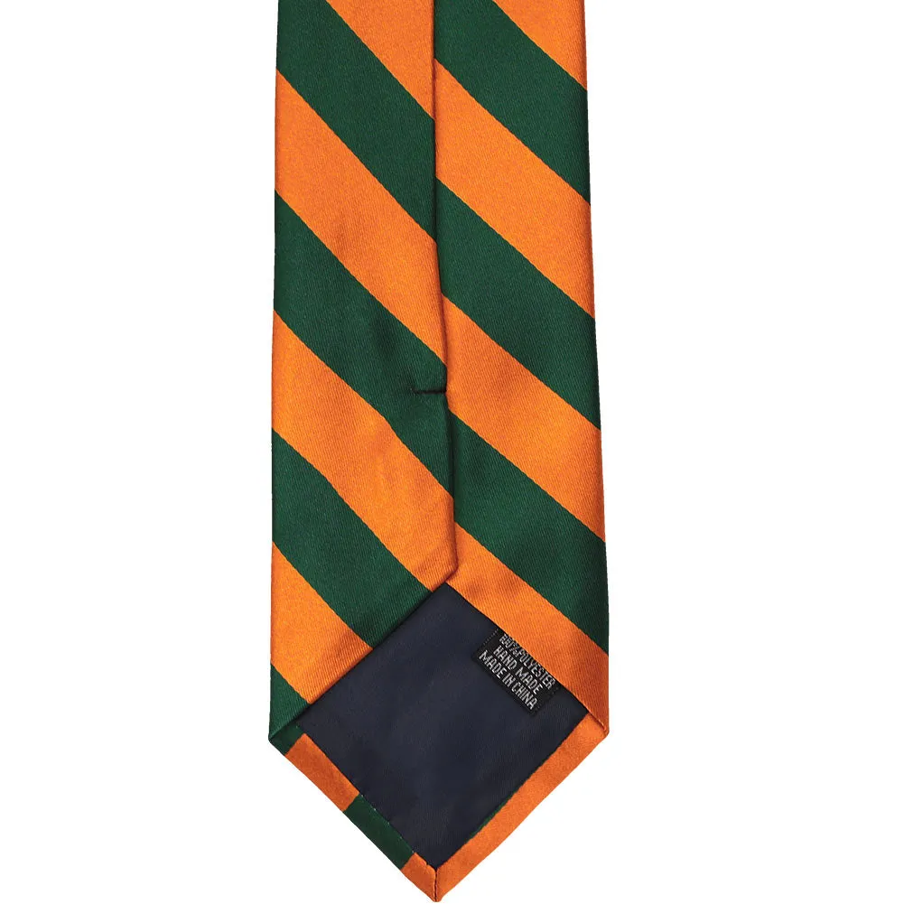 Hunter Green and Orange Striped Tie sold by TieMart product image thumbnail 5