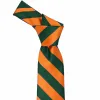 Hunter Green and Orange Striped Tie sold by TieMart