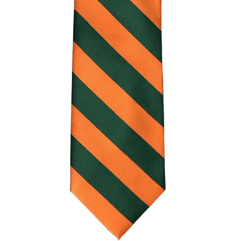 Hunter Green and Orange Striped Tie sold by TieMart product image thumbnail 3