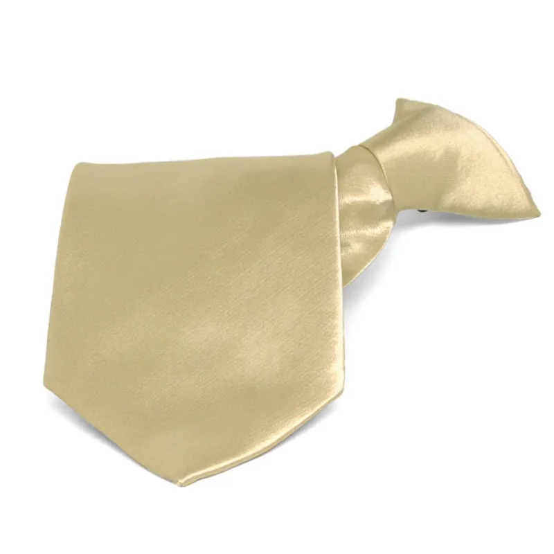 Sparkling Champagne Solid Color Clip-On Tie sold by TieMart