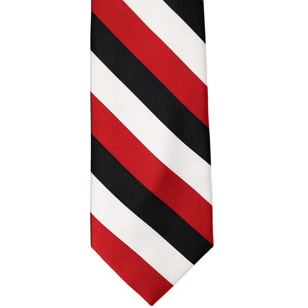 Red, Black and White Striped Tie sold by TieMart product image thumbnail 3