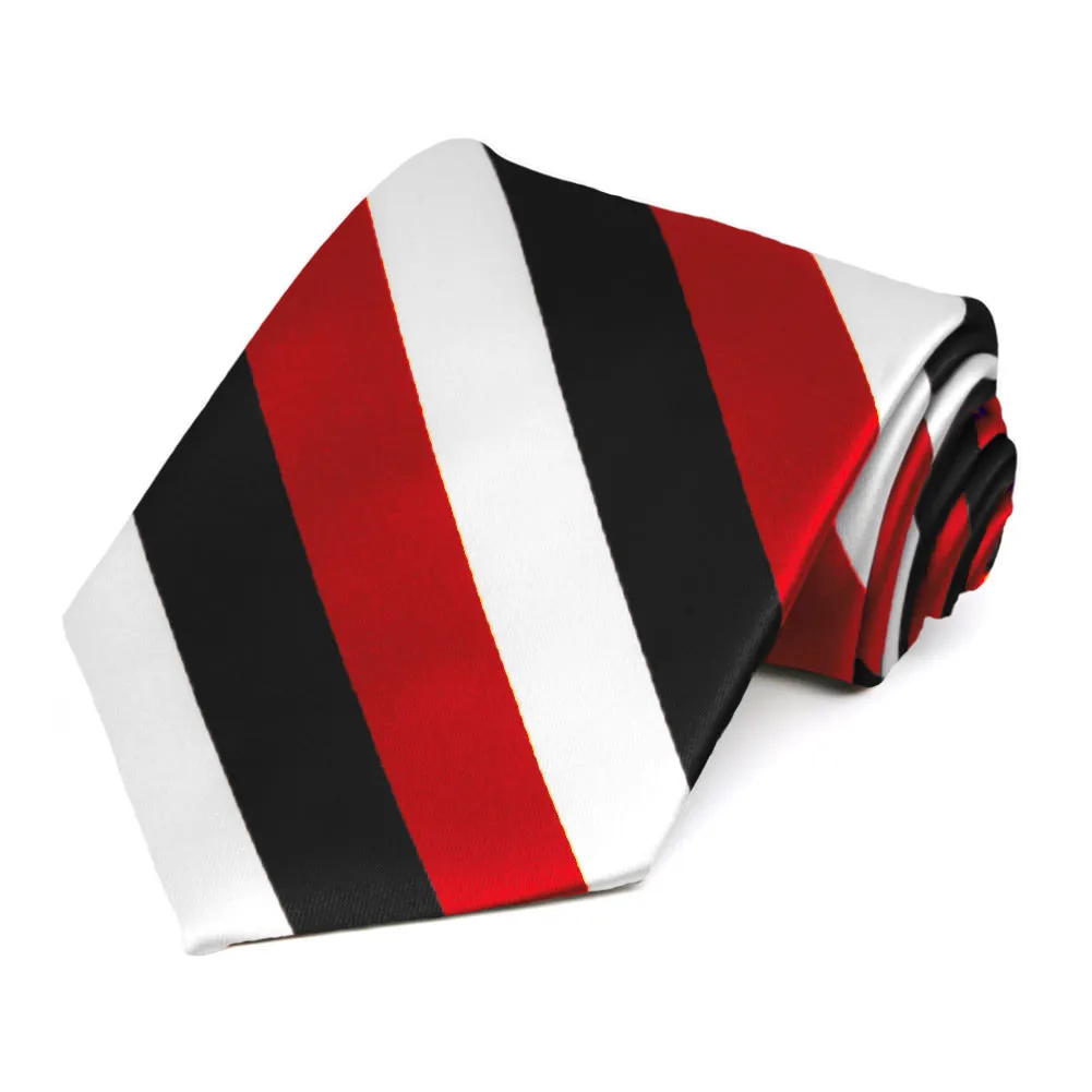 Red, Black and White Striped Tie sold by TieMart