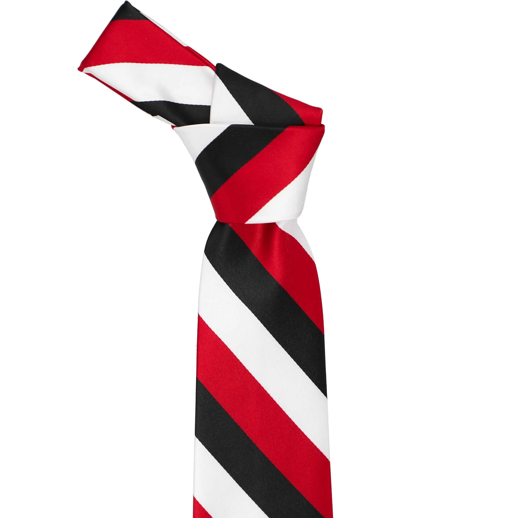 Red, Black and White Striped Tie sold by TieMart product image thumbnail 2