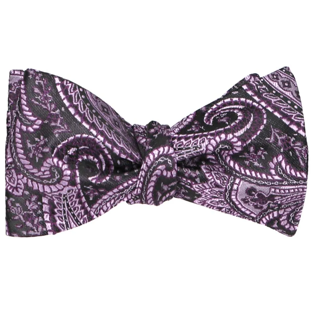 Eggplant Purple Clara Paisley Self-Tie Bow Tie sold by TieMart product image thumbnail 2