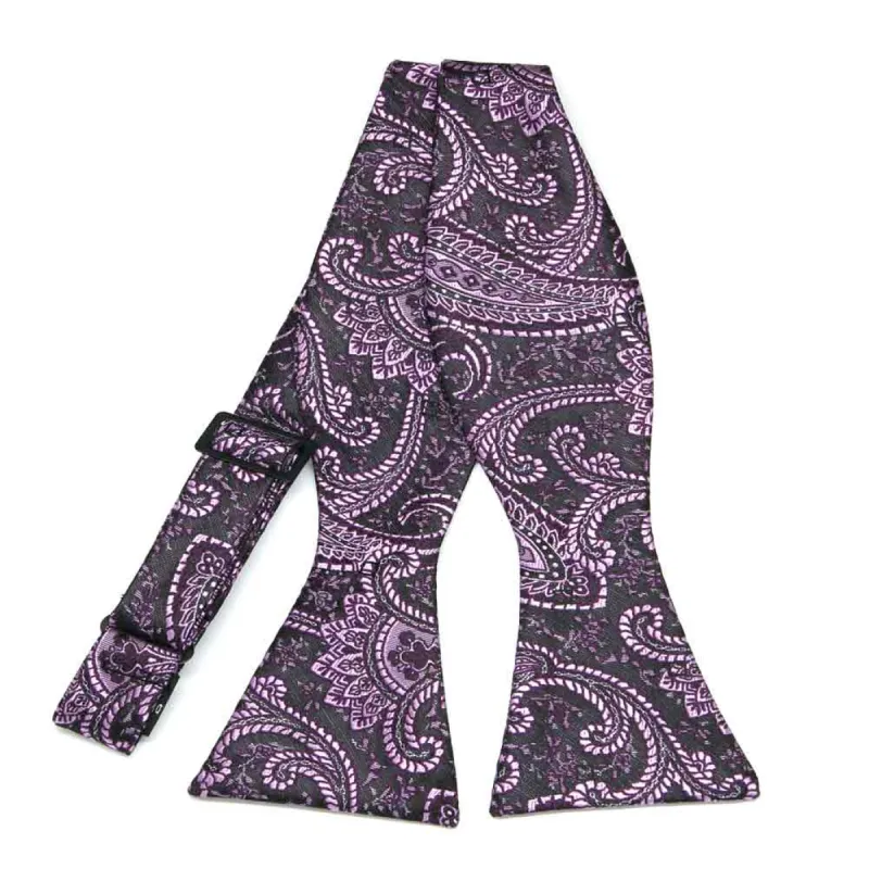Eggplant Purple Clara Paisley Self-Tie Bow Tie sold by TieMart
