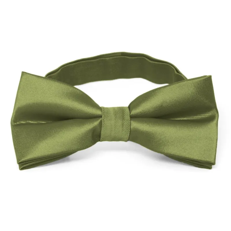 Olive Green Band Collar Bow Tie sold by TieMart