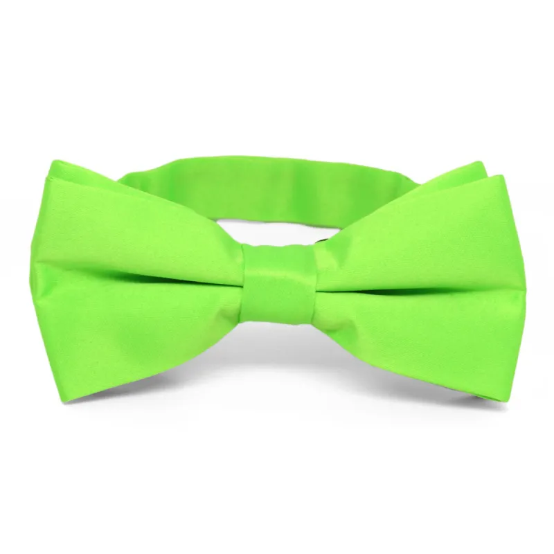 Hot Lime Green Band Collar Bow Tie sold by TieMart