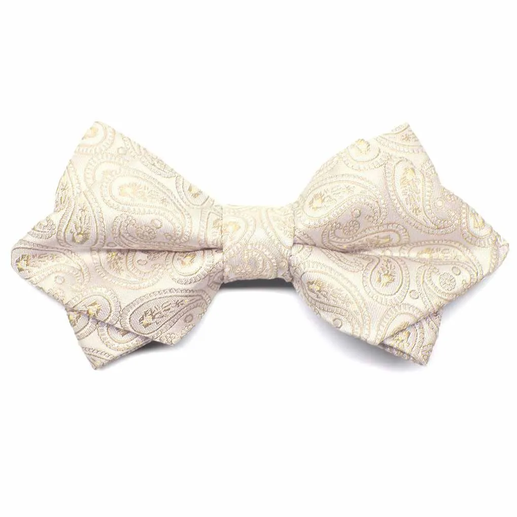 Wheat Brown Darlene Paisley Diamond Tip Bow Tie sold by TieMart