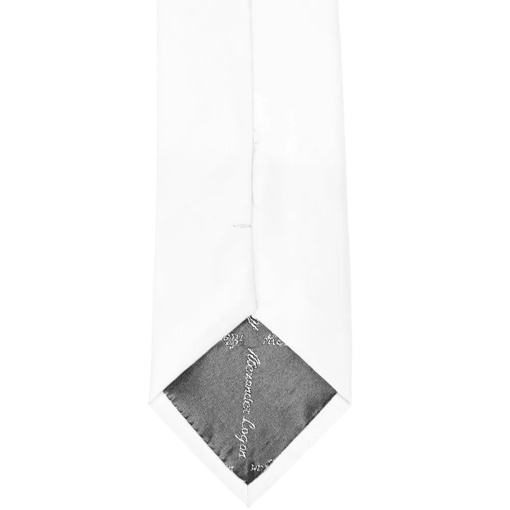 White Solid Color Zipper Tie sold by TieMart product image thumbnail 3
