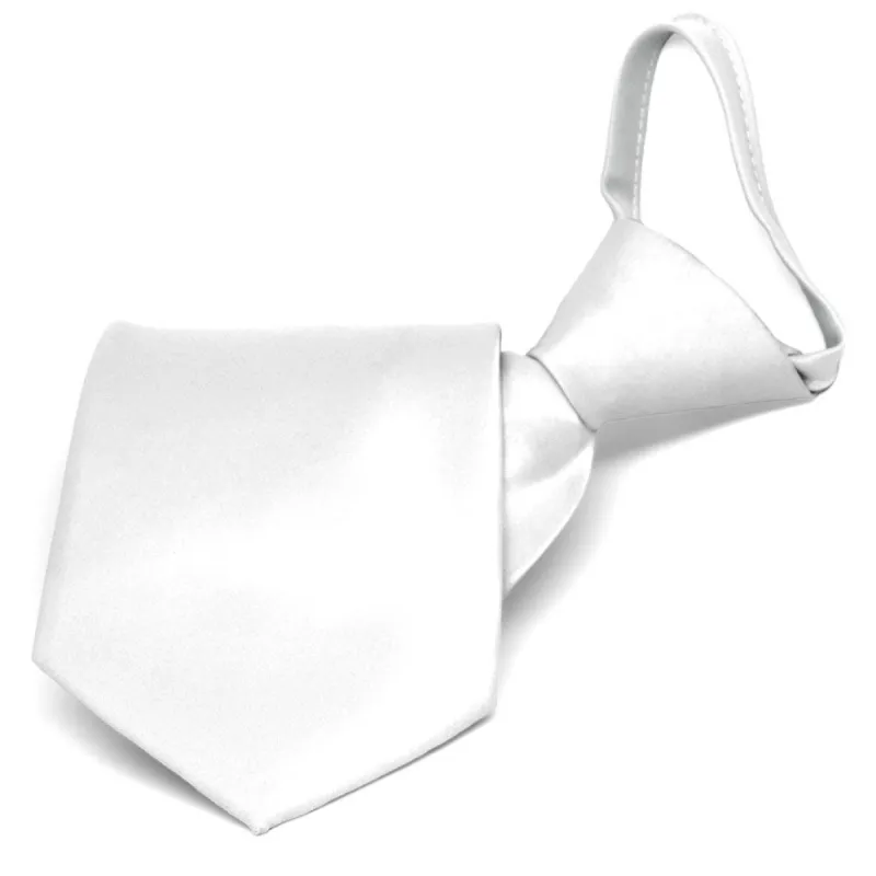 White Solid Color Zipper Tie sold by TieMart