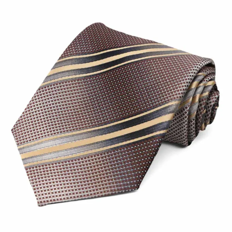 Champagne Shelbyville Striped Necktie sold by TieMart