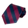 Raspberry and Navy Blue Striped Tie sold by TieMart