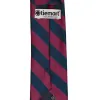 Raspberry and Navy Blue Striped Tie sold by TieMart