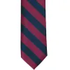 Raspberry and Navy Blue Striped Tie sold by TieMart