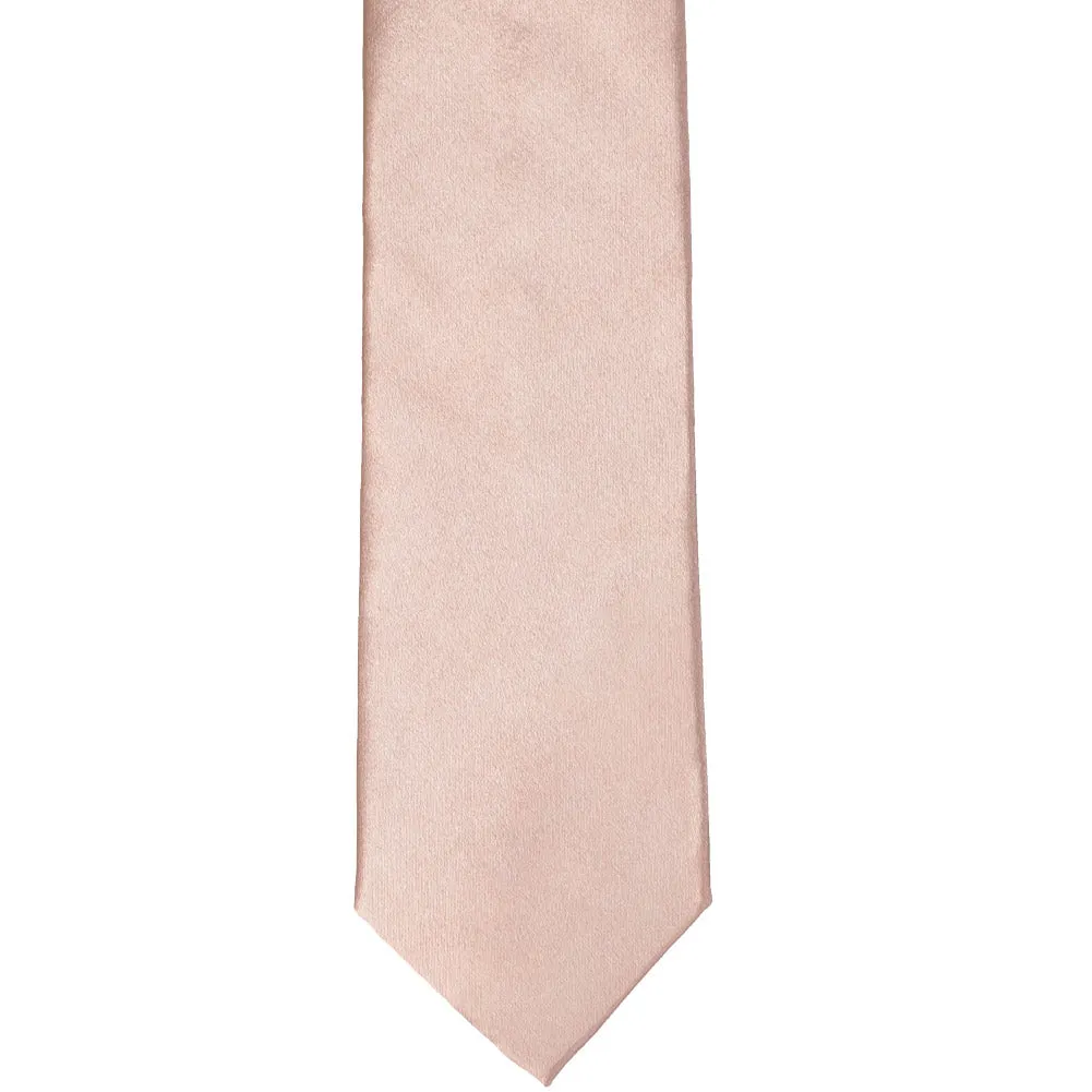 Blush Pink Slim Solid Color Necktie, 2.5" Width sold by TieMart product image thumbnail 2