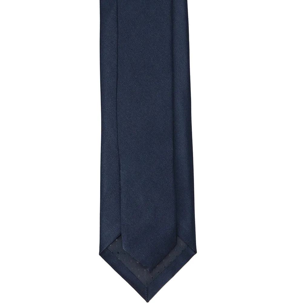 Navy Blue Silk Slim Necktie, 2.5" Width sold by TieMart product image thumbnail 4