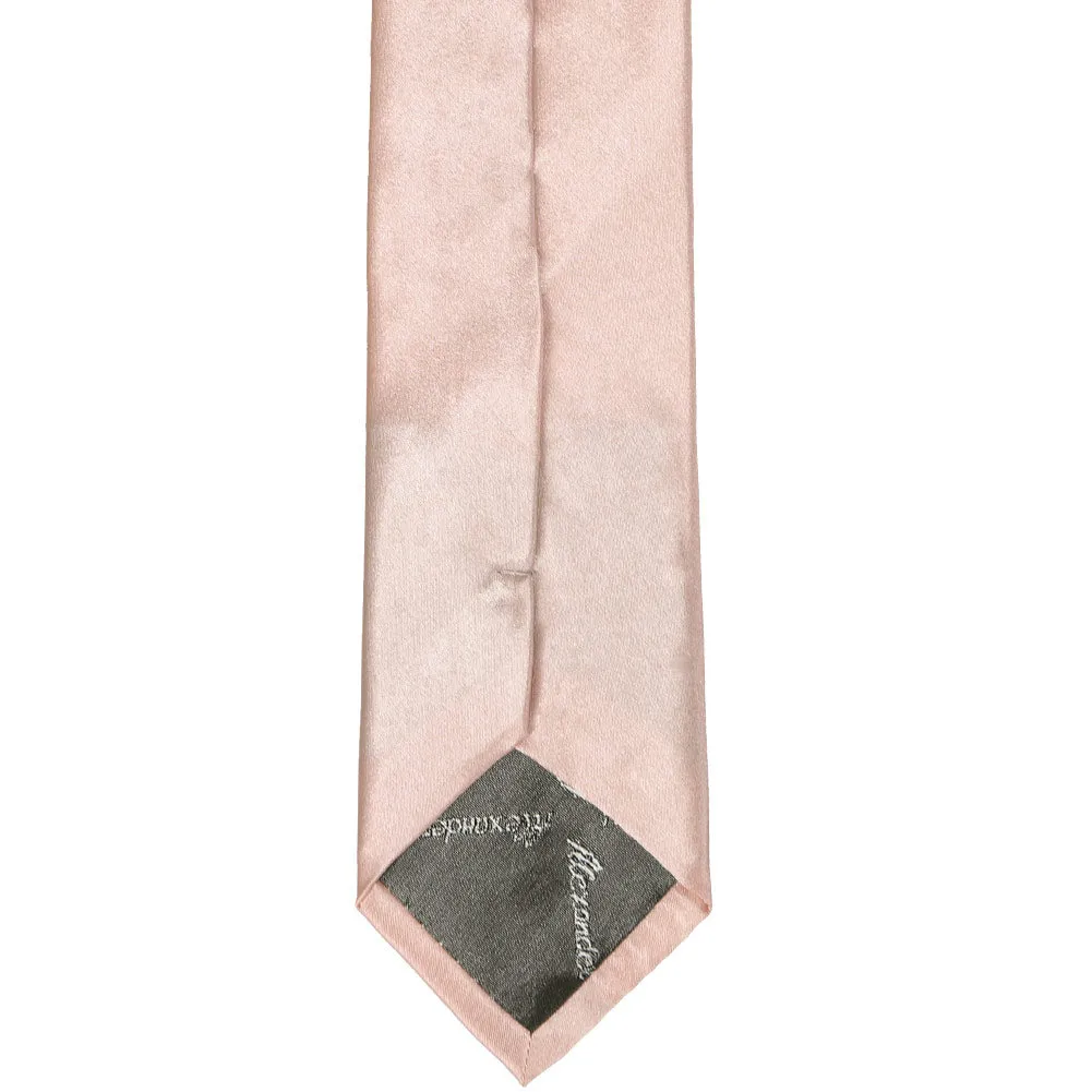 Blush Pink Slim Solid Color Necktie, 2.5" Width sold by TieMart product image thumbnail 4